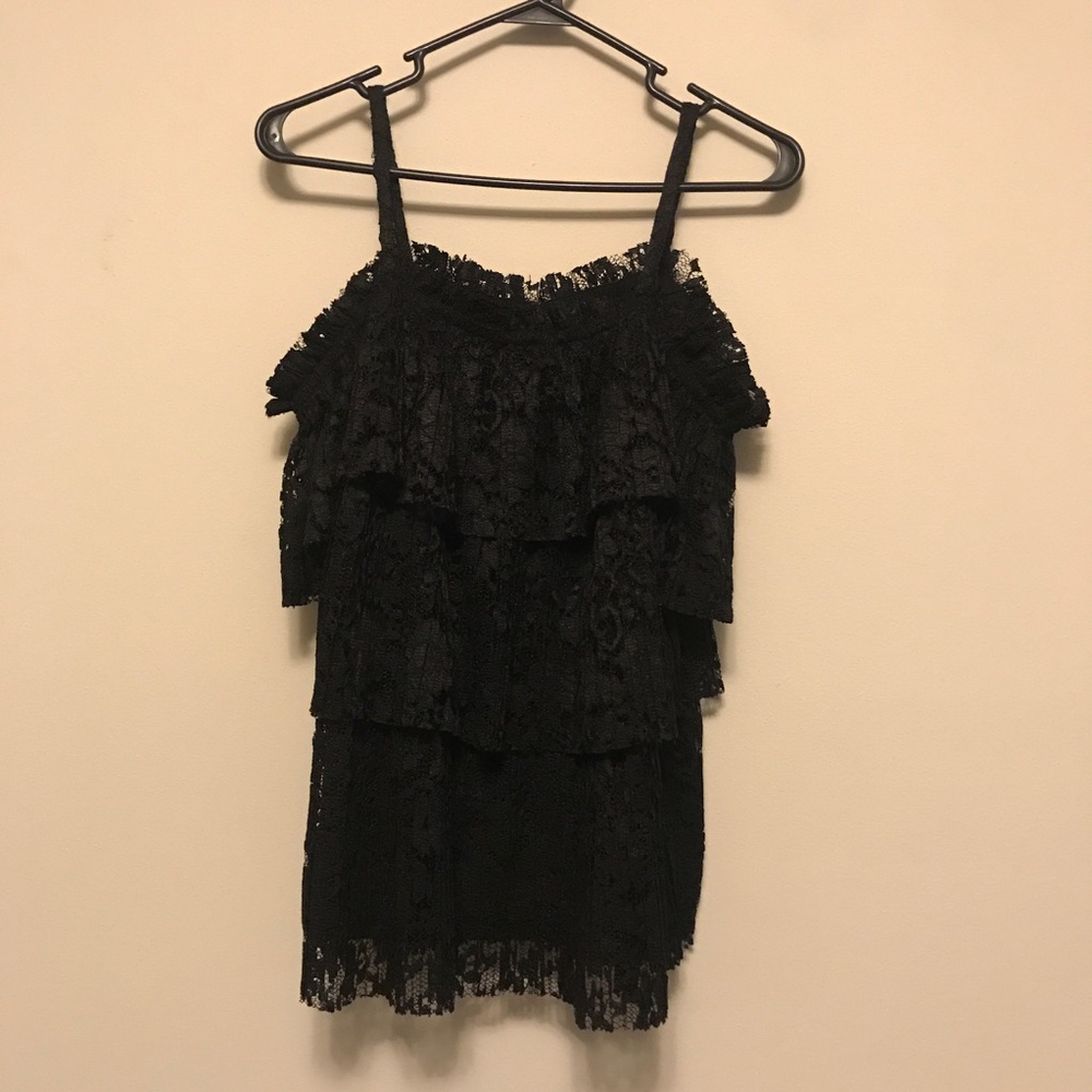Ruffle Black Top